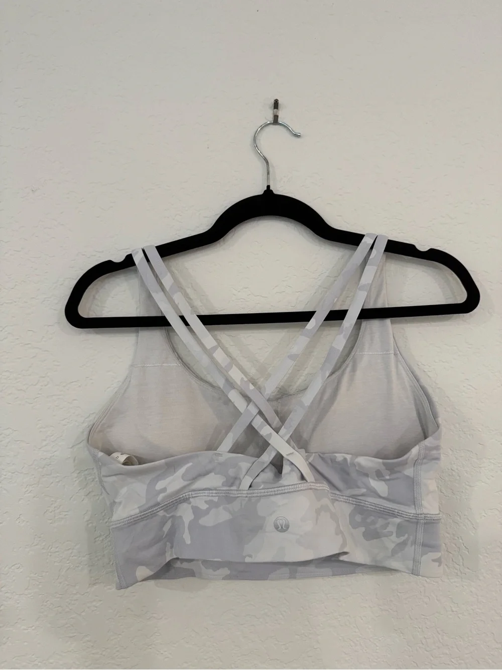 lululemon athletica Light Gray/White Camo Cross-Back Sports Bra